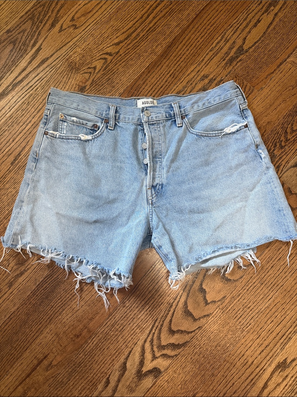 Agolde Light Wash Denim Cutoff Shorts